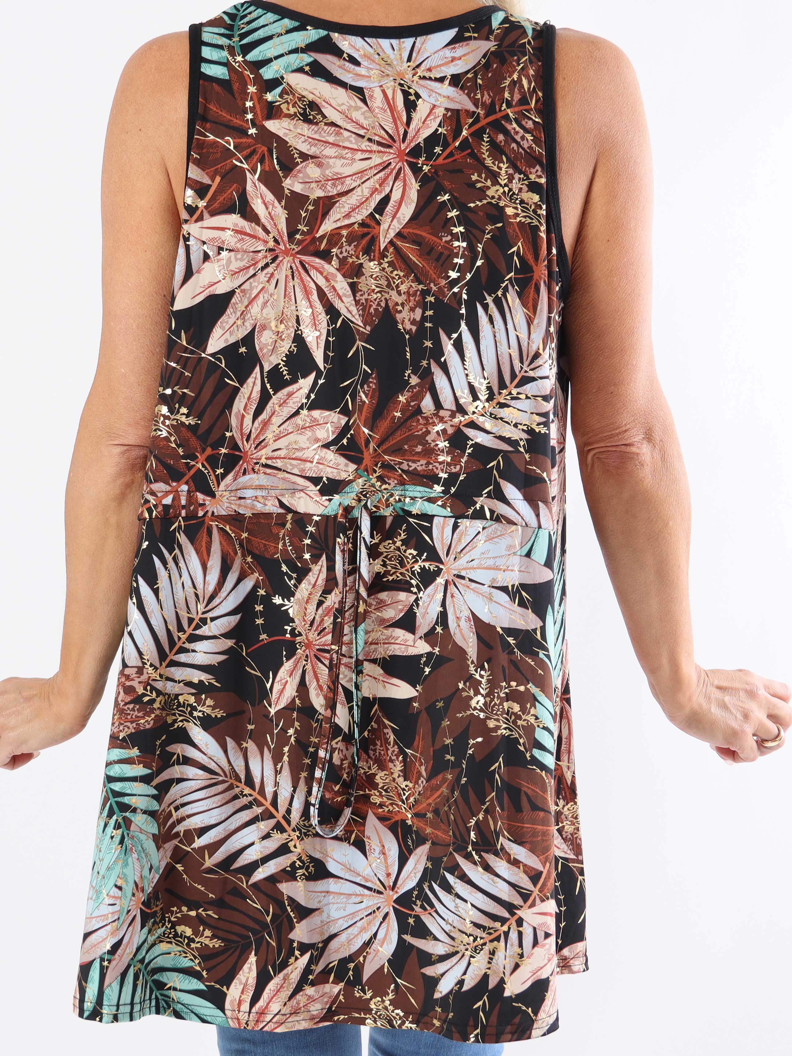 Palma Leaf - Lång mönstrad plus size-tunika i stretchigt tyg